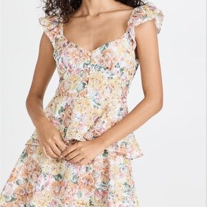NWT En Saison Presley Floral Embroidered Tieres Midi Dress, Size Large.